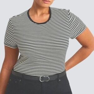 🦋 Lauren Ralph Lauren Plus-Size Navy Striped Stretch Crewneck Tee